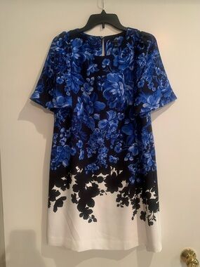 Ann Taylor Blue Floral Ombre Midi Dress